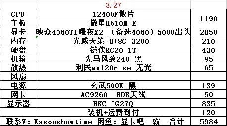 自配电脑5000元预算指南